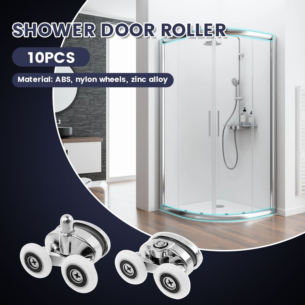 10PCS Shower Door Rollers Load Bearing Shower Door Wheels Quiet Shower Glass Door Wheels Practical Shower Door Runner Wheels Top and Bottom Rollers for Bathroom Shower Doors