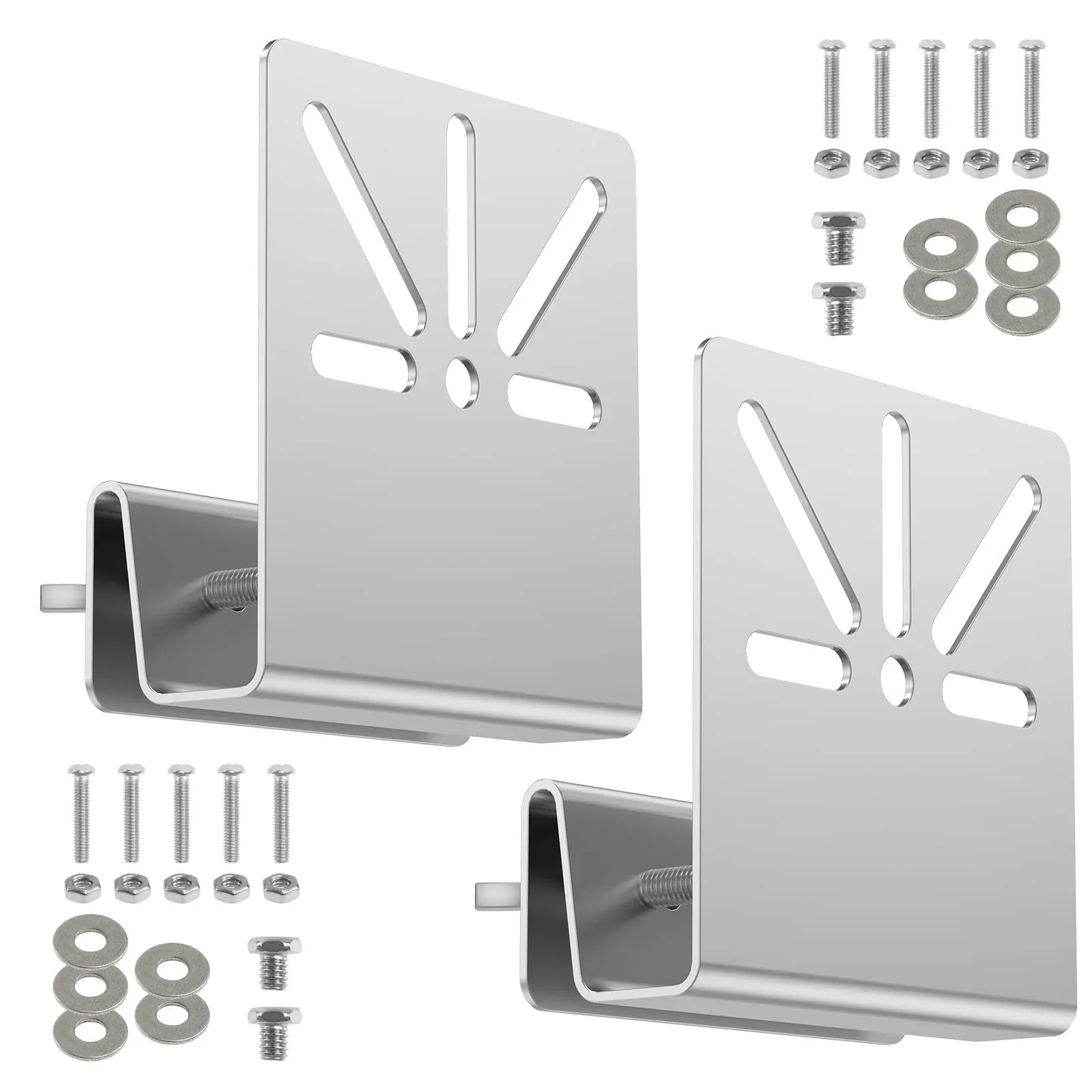 2 Pack Gutter Mount Brackets, Stainless Steel Drill Free Holder for Solar Security Cameras