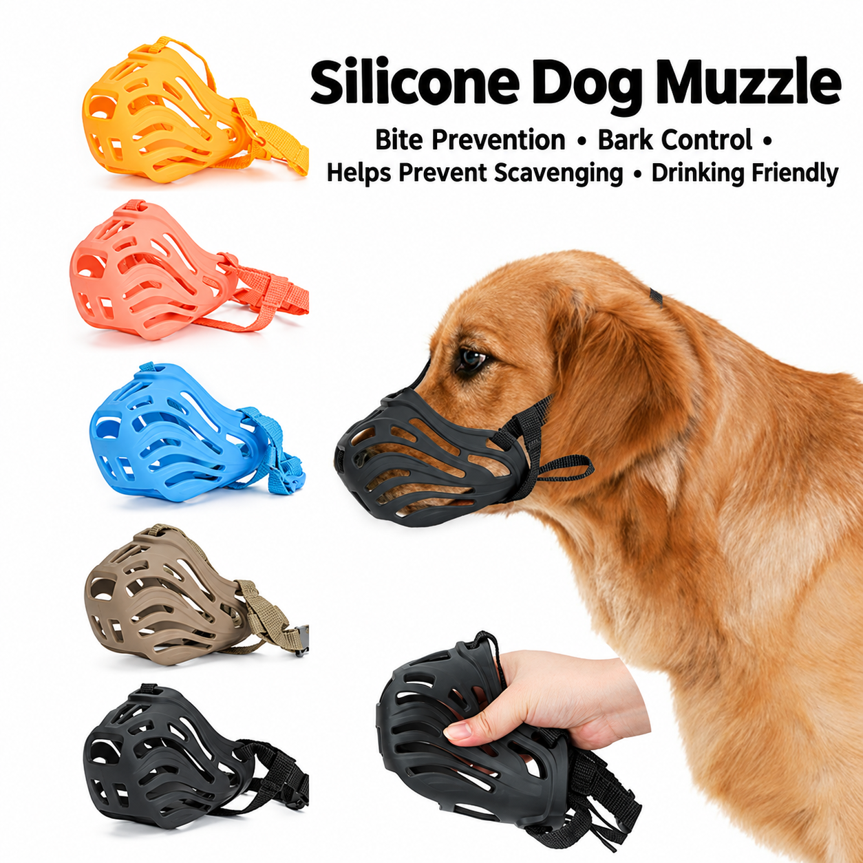 Soft Silicone Dog Muzzle with Adjustable Nylon Straps, Breathable Mesh Basket Muzzle for Daily Walks, Vet Visits, Grooming and Socializing, Prevents Biting, Scavenging and Licking (Coral Pink, #8)