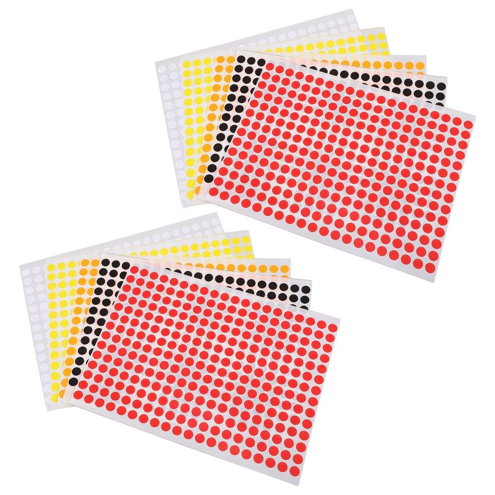 Assorted Color Coding Labels, Easy Peel Adhesive Paper for Decor 10Sheets