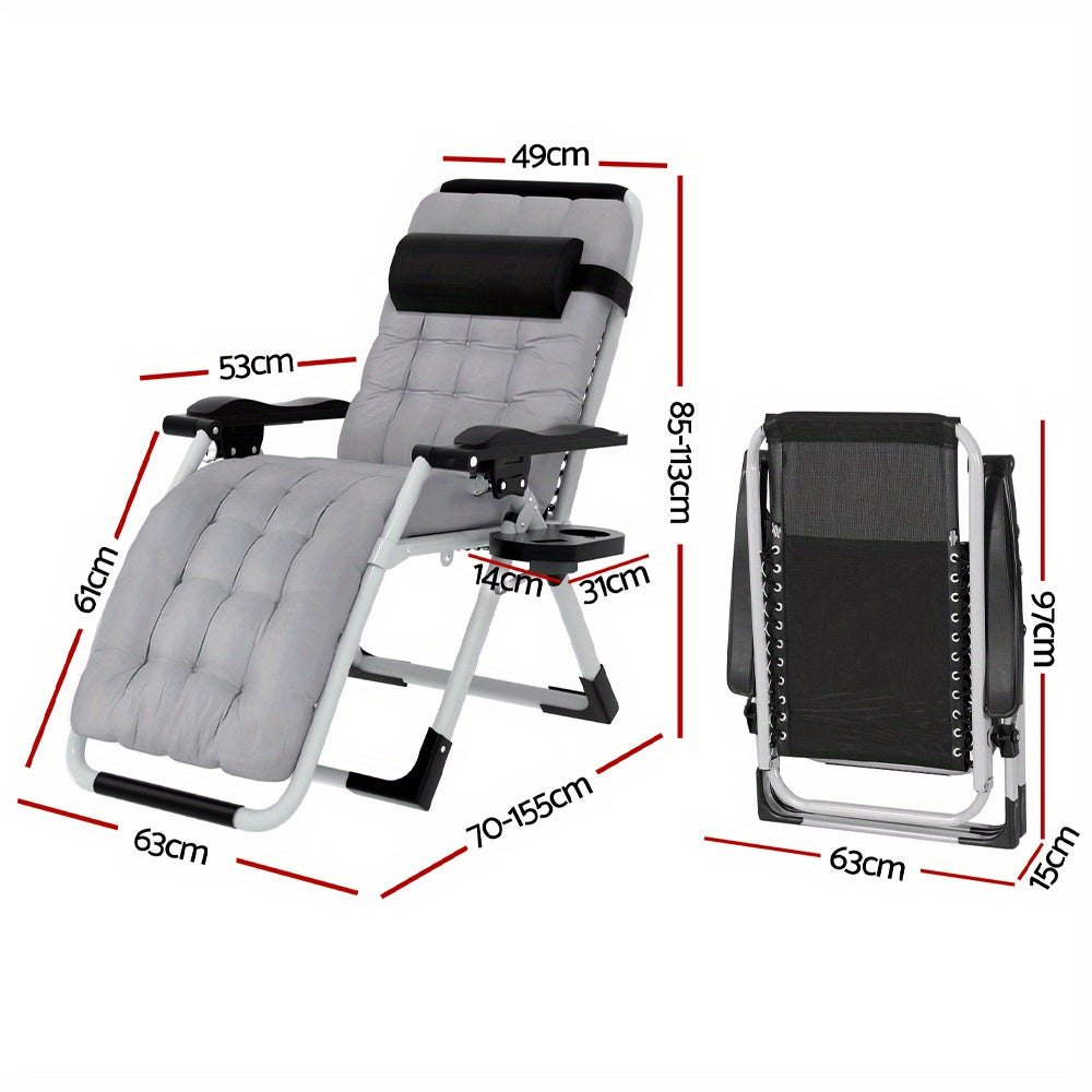 NNETM Zero Gravity Folding Lounge Chair – Adjustable Outdoor Recliner (Gray)-4
