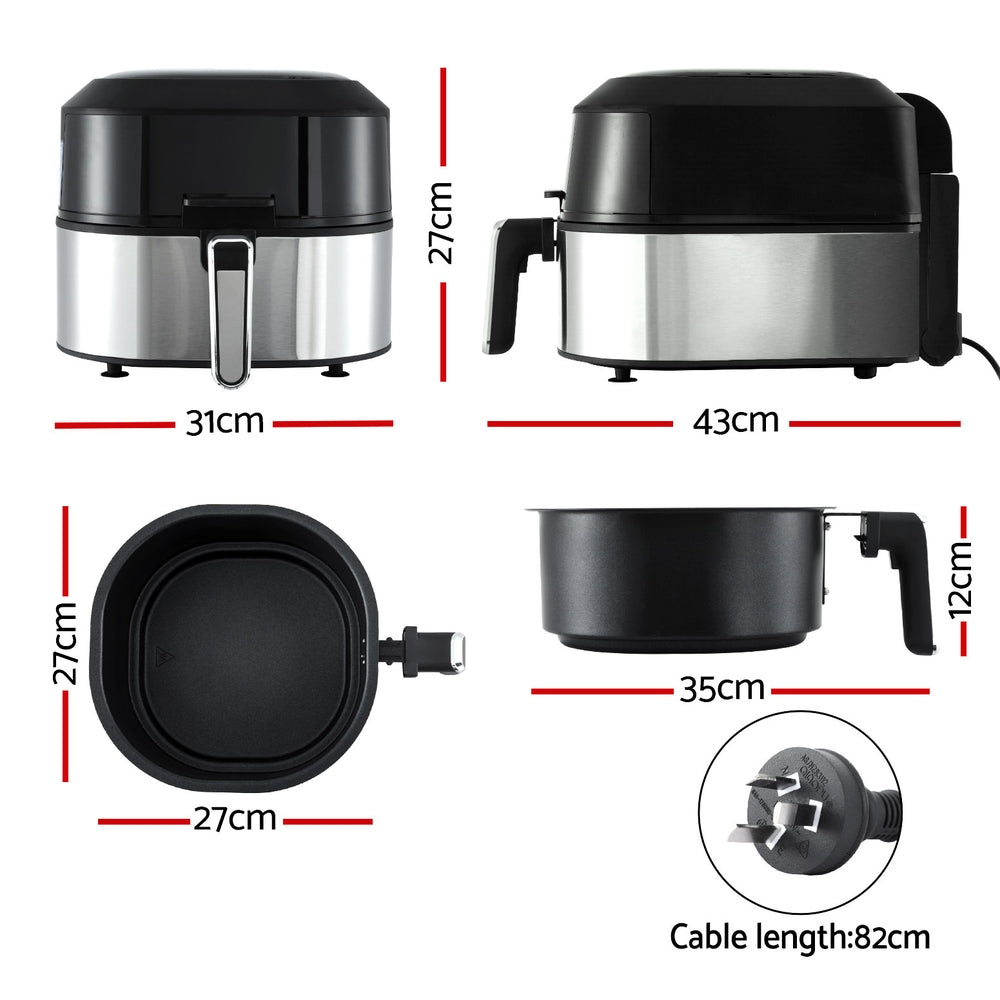 Devanti Air Fryer 5.5L 1500W LCD Digital Oil Free Healthy Cooker Grill