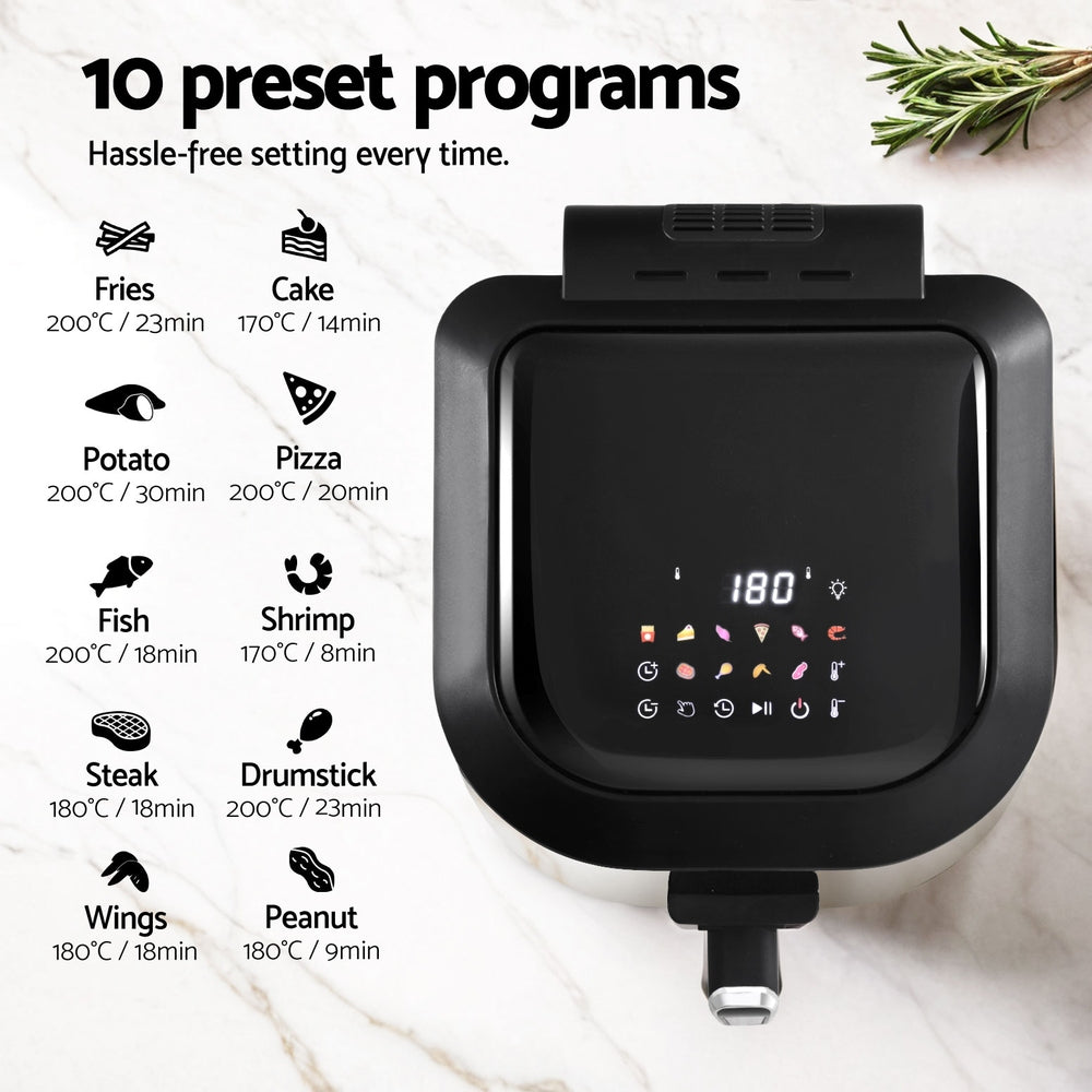 Devanti Air Fryer 5.5L 1500W LCD Digital Oil Free Healthy Cooker Grill