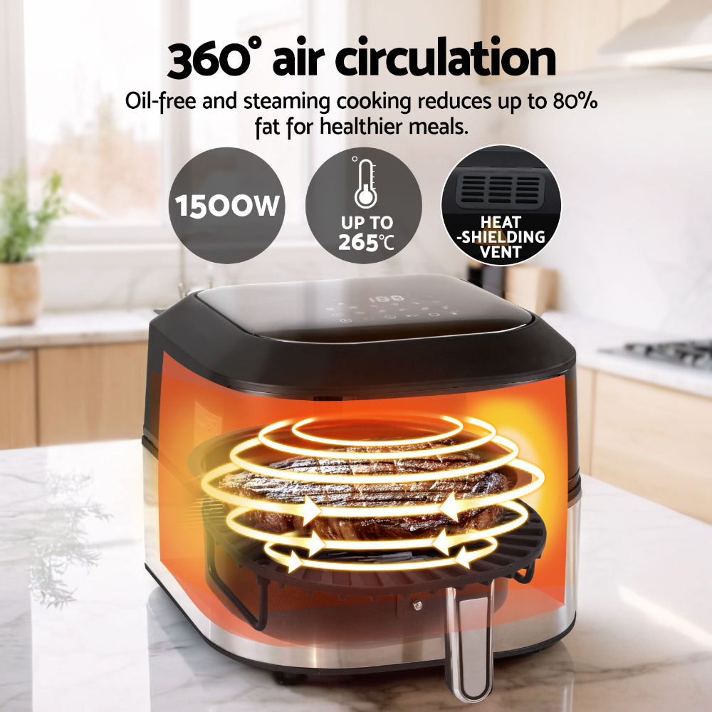 Devanti Air Fryer 5.5L 1500W LCD Digital Oil Free Healthy Cooker Grill