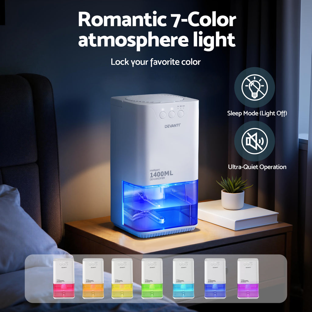 Devanti Dehumidifier 1400ml Portable Quiet Electric Moisture Absorber Bedroom