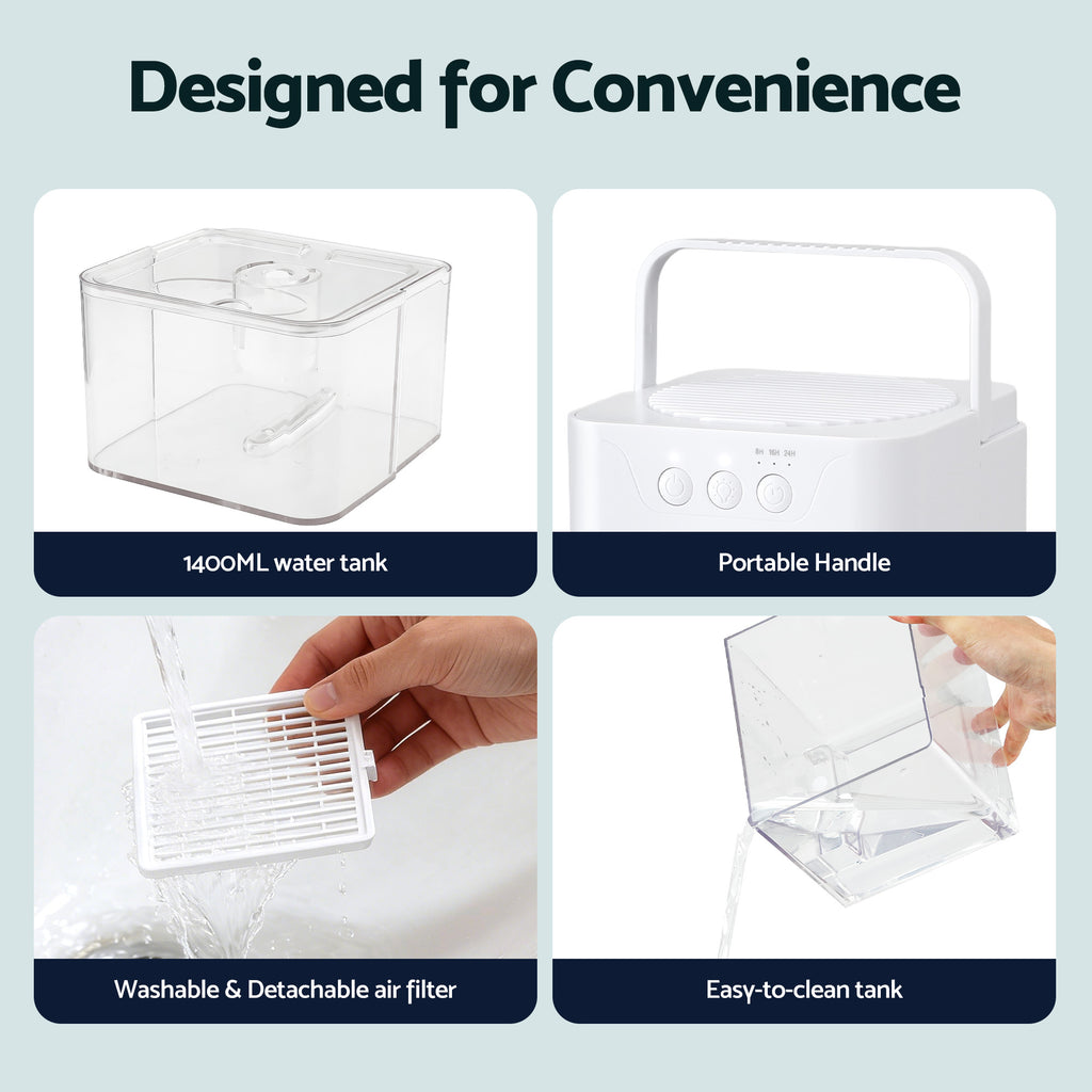 Devanti Dehumidifier 1400ml Portable Quiet Electric Moisture Absorber Bedroom