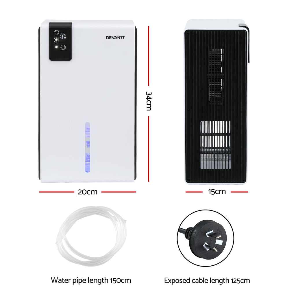 Devanti Dehumidifier 2000ml Portable Quiet Remote Moisture Absorber Home Office