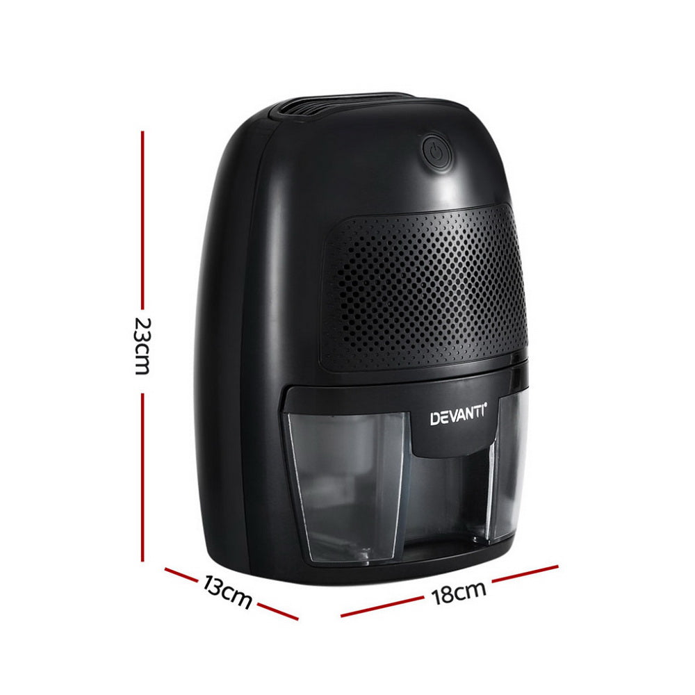 Devanti Dehumidifier 600ml Portable Mini Air Purifying Moisture Absorber Black