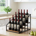 Artiss Wine Rack 4-Tier 16 Bottle Holder Freestanding Storage Stand Black Wood