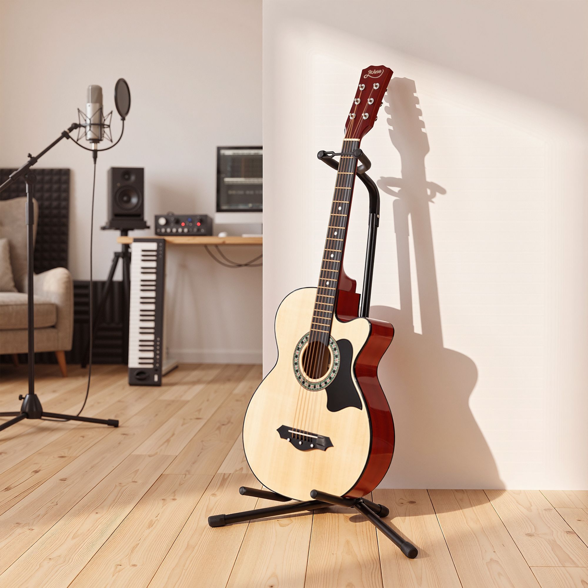 Guitar Stand Folding Adjustable Instrument Holder Rack Acoustic Electric Bass