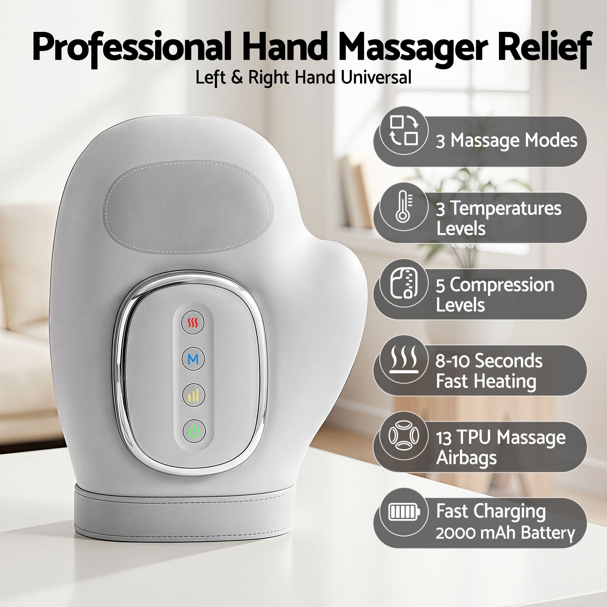 Livemor Hand Massager Heat Compression Arthritis Carpal Tunnel 5 Levels