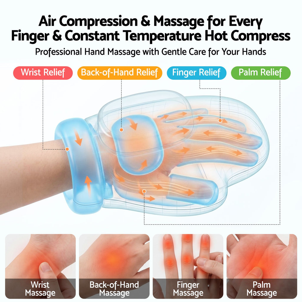 Livemor Hand Massager Heat Compression Arthritis Carpal Tunnel 5 Levels