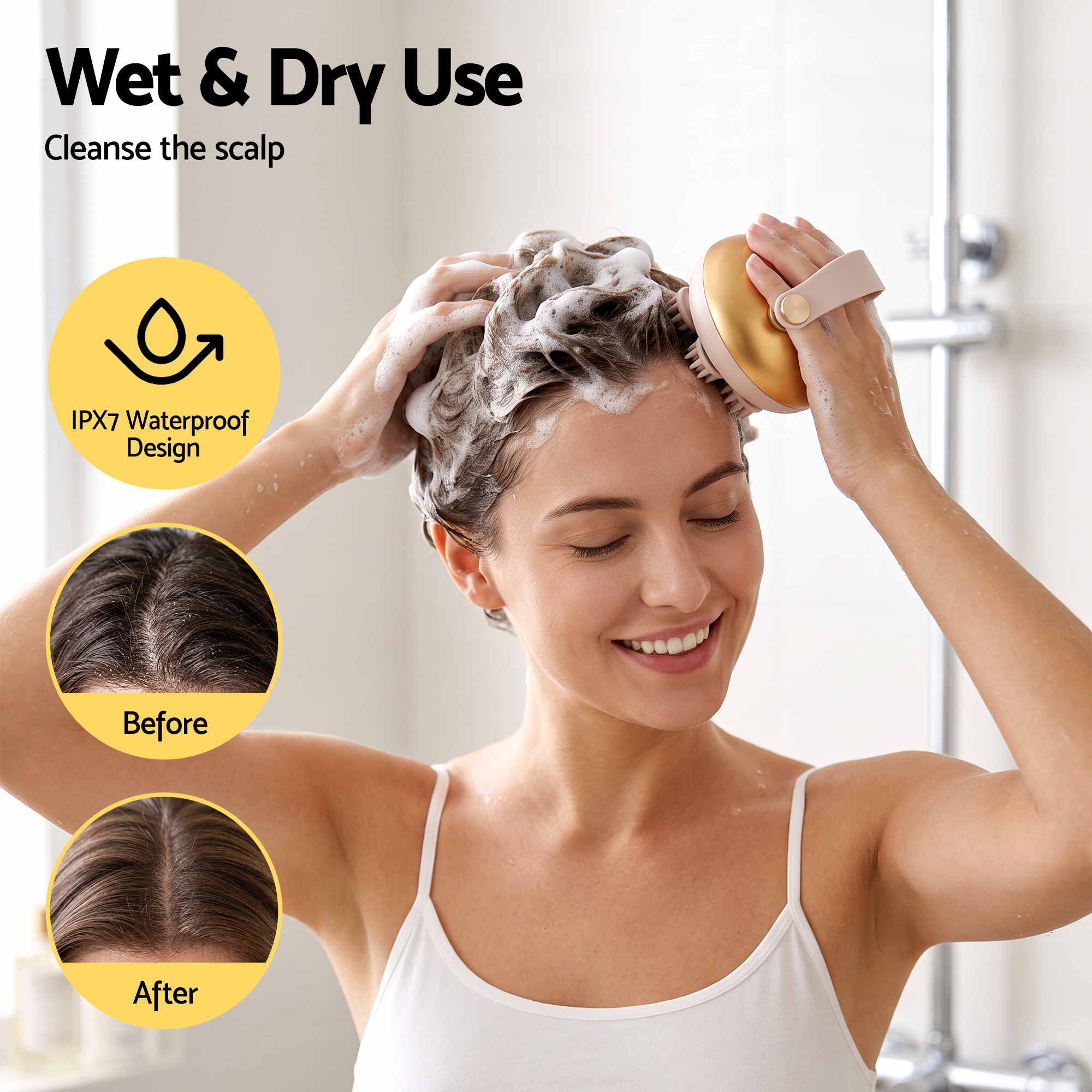 Livemor Scalp Massager Kneading Rechargeable Waterproof Head Shower Massage