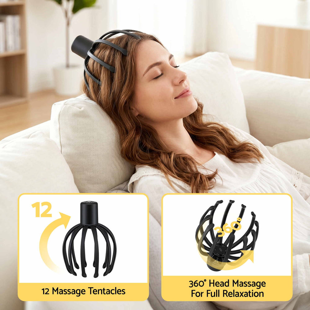 Livemor Head Massager Electric Scalp 360 Cordless Portable 3 Modes