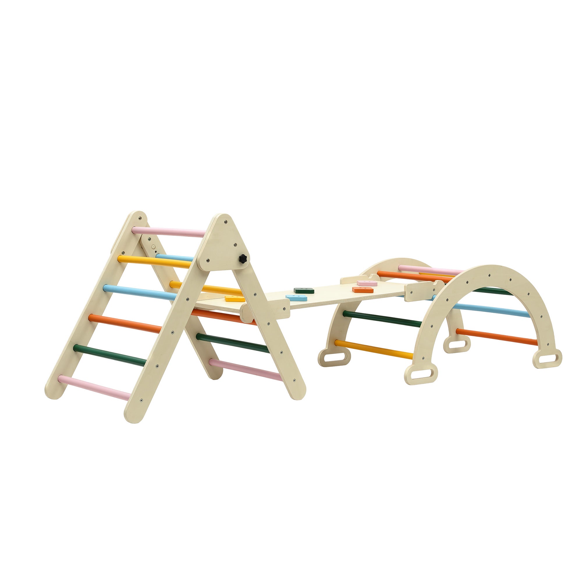 Keezi Kids Pikler Triangle Climber Set with Slide Arch Indoor Outdoor Toddler