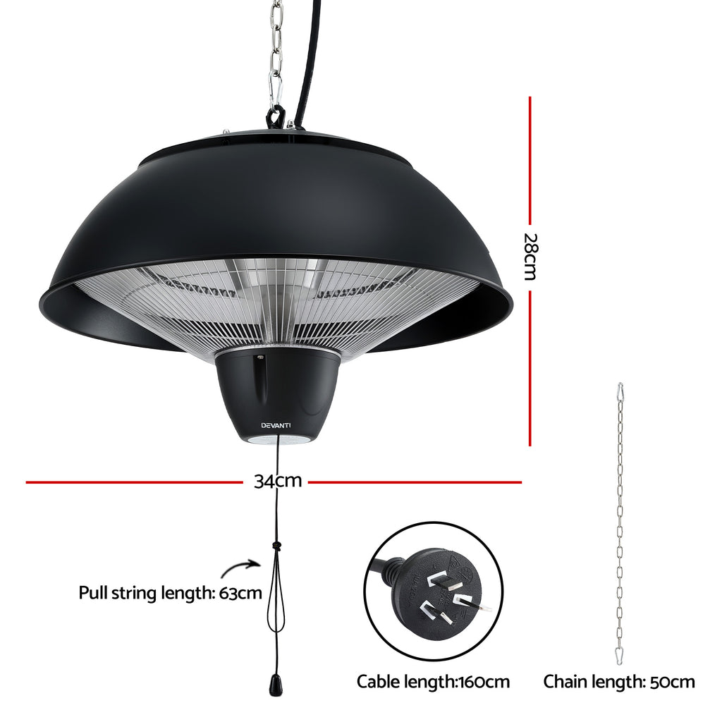 Devanti Electric Patio Heater 1500W Infrared Ceiling Mount Outdoor Strip Remote