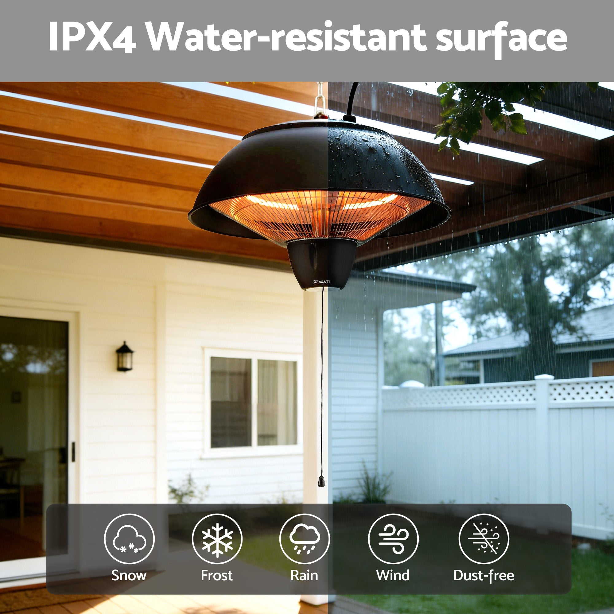 Devanti Electric Patio Heater 1500W Infrared Ceiling Mount Outdoor Strip Remote