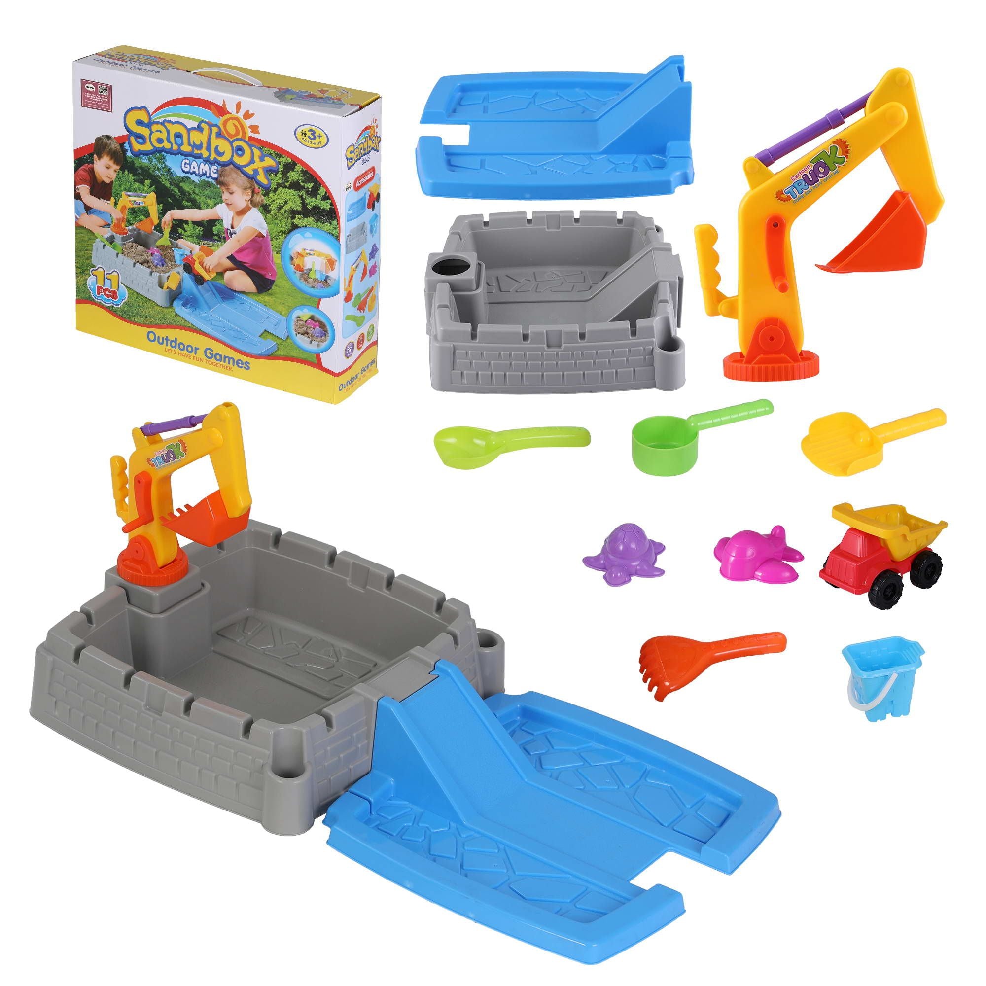 Keezi 2-in-1 Kids Sandpit Water Table Excavator Digger Sensory Play Toys
