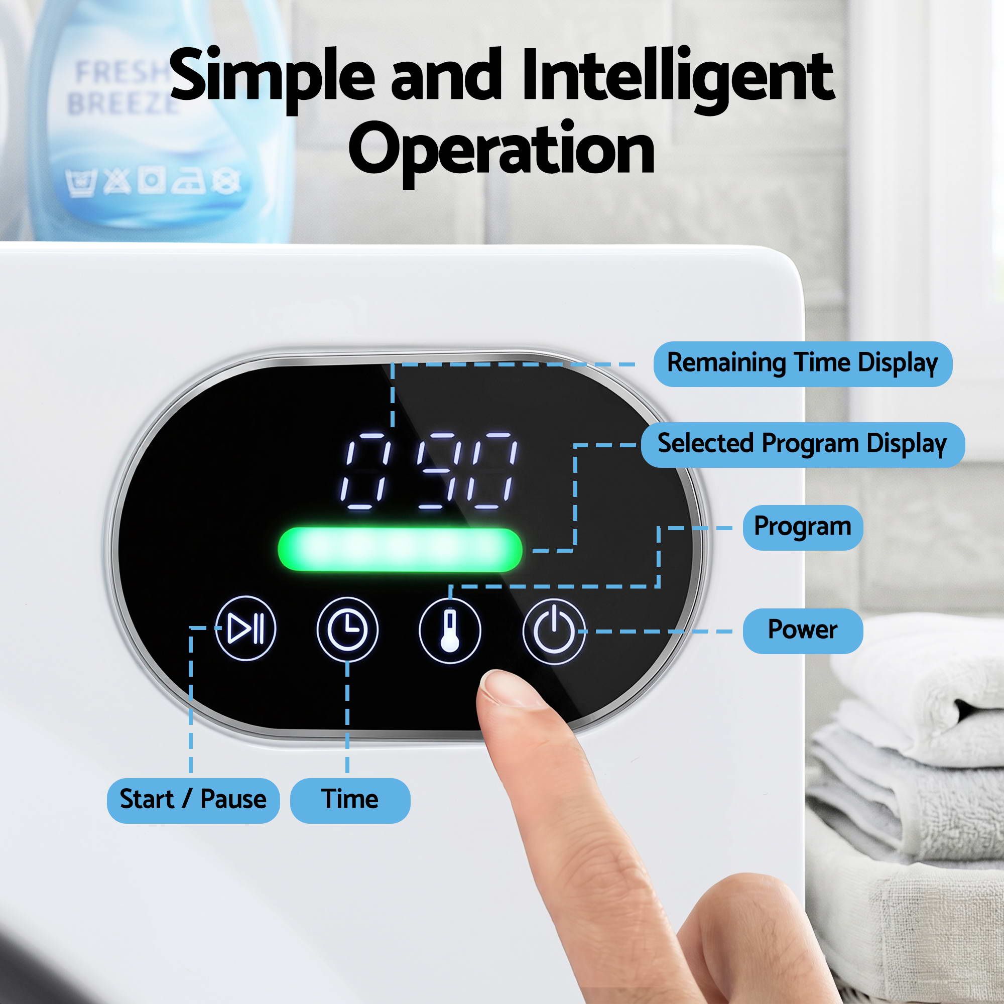 Devanti Tumble Dryer 6kg Clothes Dryer Touch Screen Stainless Steel Drum