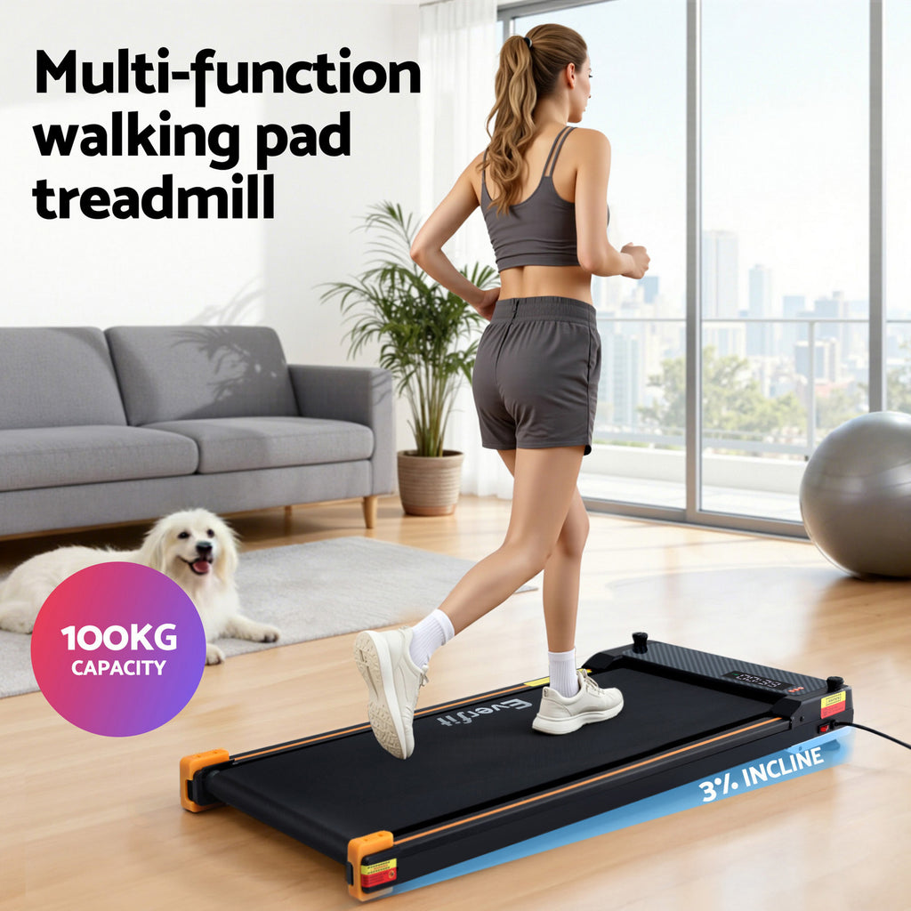 Everfit Walking Pad Treadmill 2 Sided with Massage Function 380mm Black