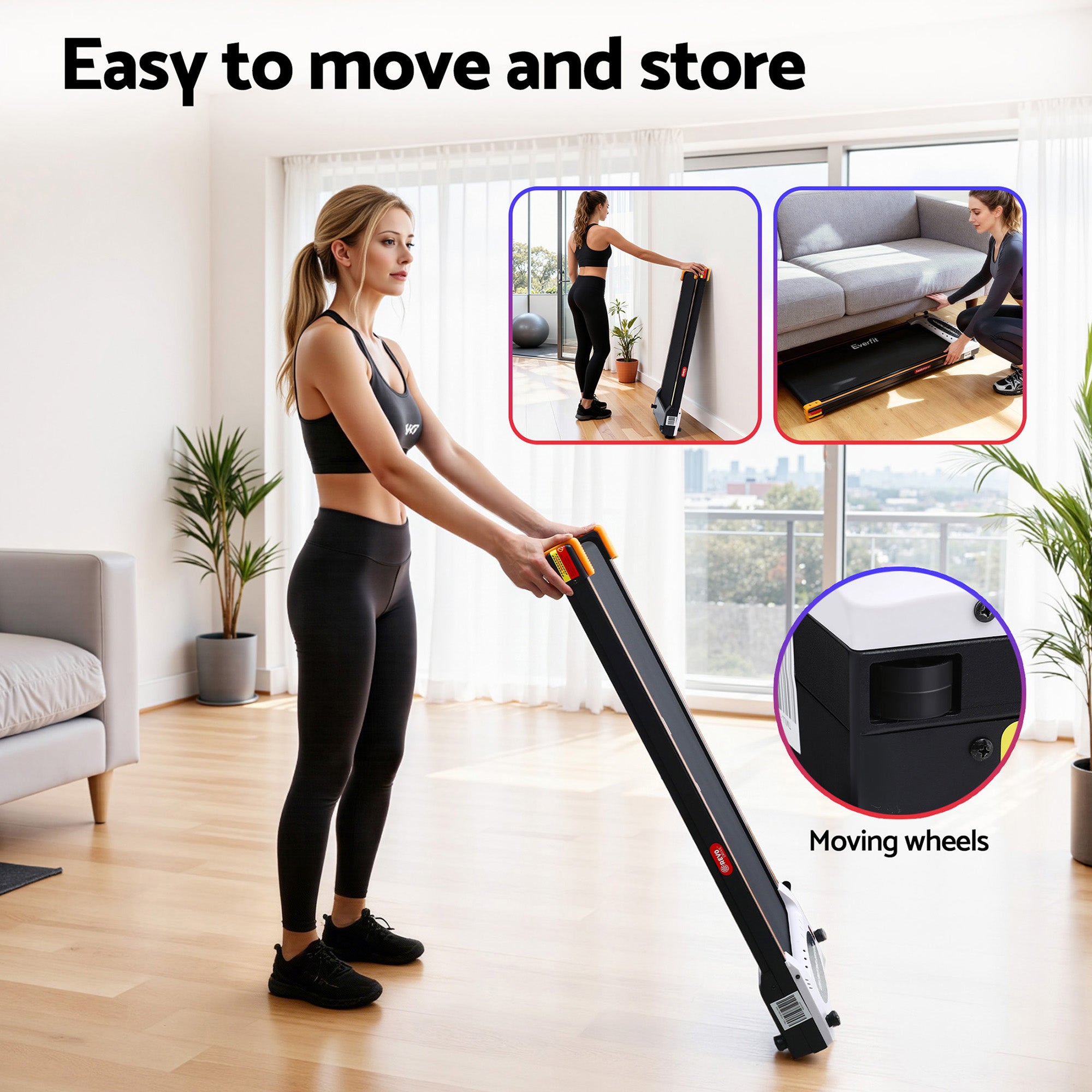 Everfit Walking Pad Treadmill 2 Sided with Massage Function 380mm Black