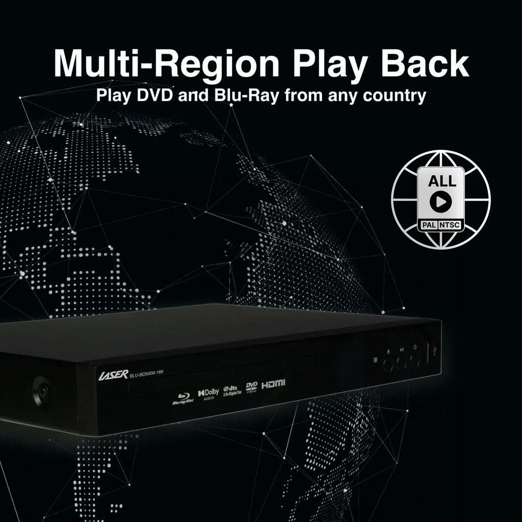 Laser Blu-Ray Player with Multi Region Playback