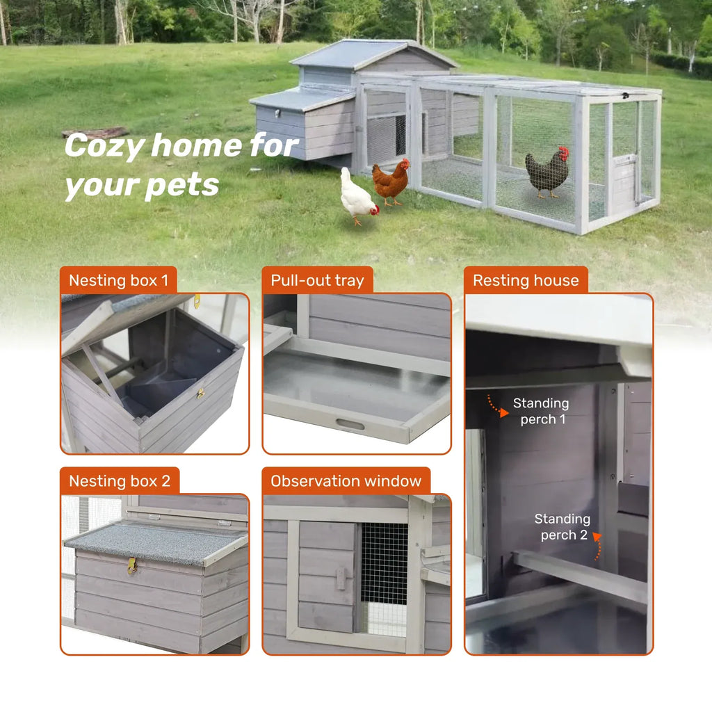 Samland Wooden Chicken Coop with Run Outdoor Waterproof Hen House Large