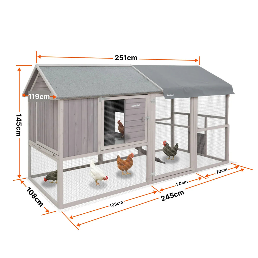 XL Wooden Chicken Coop Large Run Nesting Boxes Waterproof Backyard Hen House