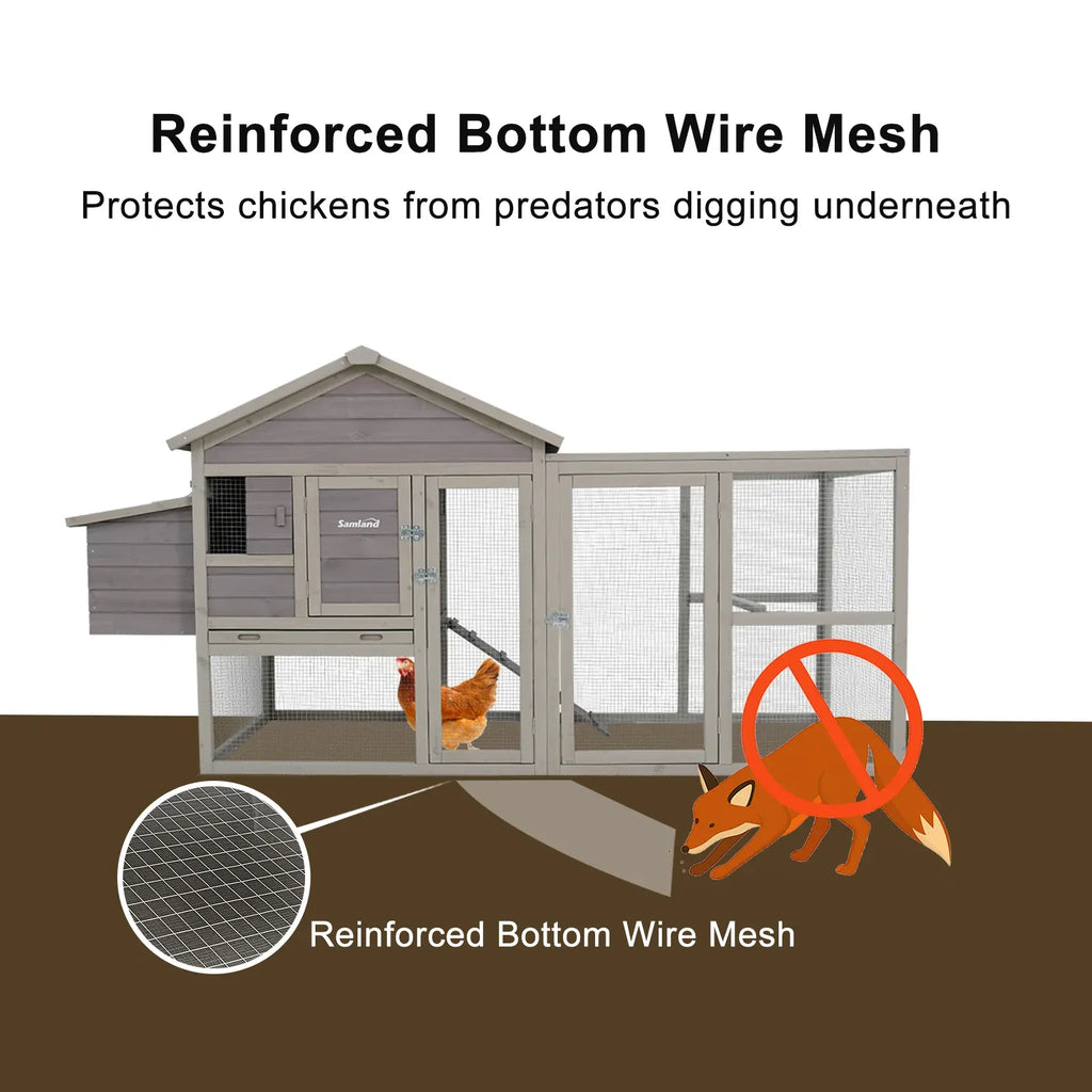 Large Wooden Chicken Coop Hen House with Nesting Box Run Waterproof Roof