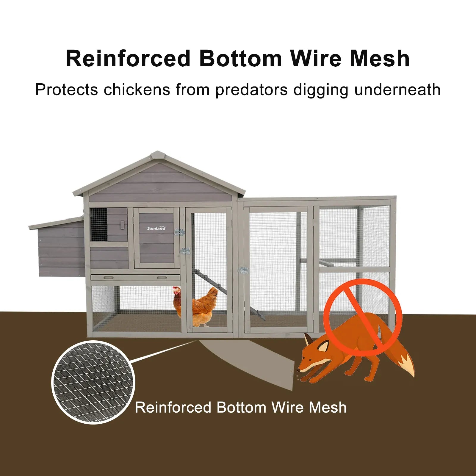 Large Wooden Chicken Coop Hen House with Nesting Box Run Waterproof Roof