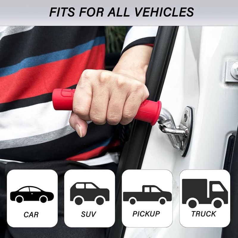 Auto Cane Portable Vehicle Support Handle, Car Door Assist Bar, Supports up to 300 Pounds, Car Door Handle for Elderly(1, Red)