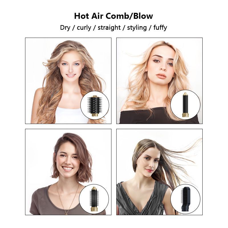 5-in-1 hair dryer, hair styling tool, hot air comb, straightening and curling, automatic curling iron, high-speed motor, Australian hair care, multifunction hair brush - Black - Size 5