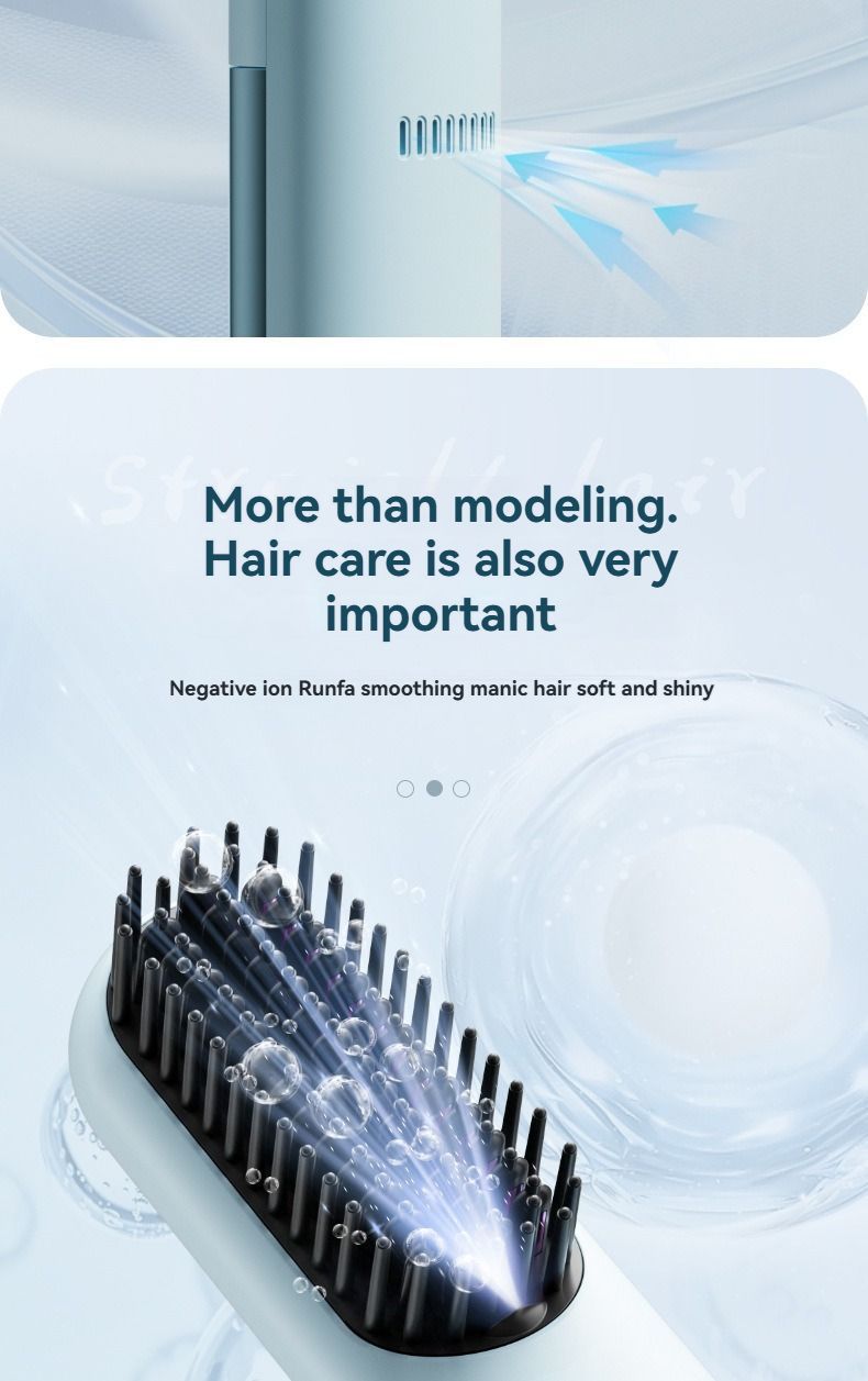 wireless hair comb, cold air hair comb, straightening comb, curling comb, hair styling tool, portable hair comb, Australia hair tool, rechargeable hair comb, travel hair straightener, versatile hair styler - Beige - Size E