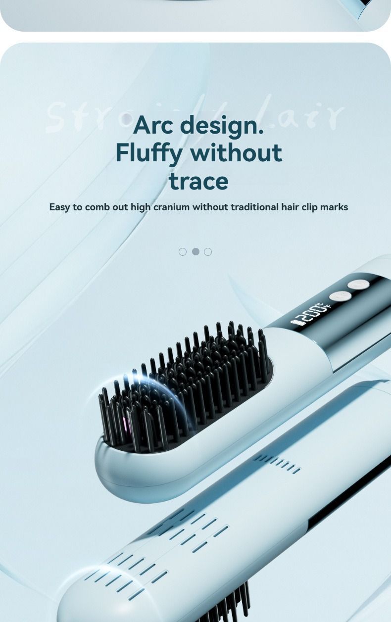 wireless hair comb, cold air hair comb, straightening comb, curling comb, hair styling tool, portable hair comb, Australia hair tool, rechargeable hair comb, travel hair straightener, versatile hair styler - Mocha - Size E