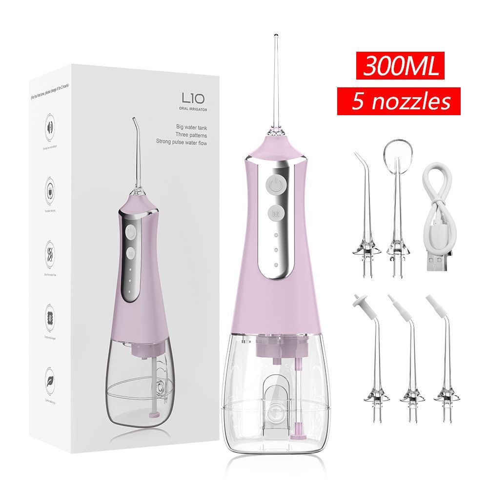portable electric water flosser, USB charged oral irrigator, oral care Australia, dental hygiene, travel water flosser, adjustable pressure, water flosser with multiple nozzles, gum health, teeth cleaning, personal oral care - Black - Size set