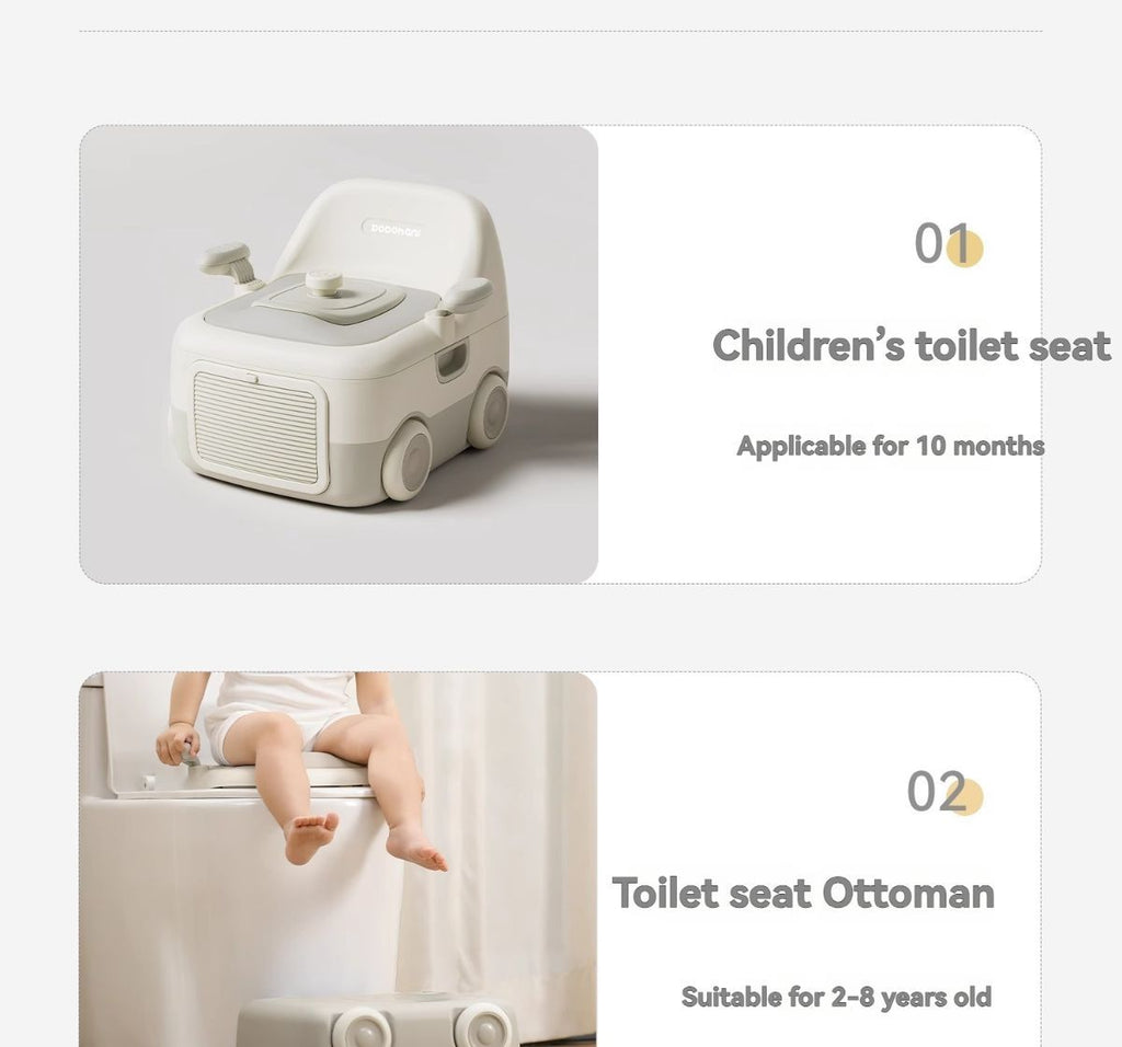baby portable toilet, potty training, weaning off diapers, soft PU cushion, night-light, bathroom accessories, Australian market, toddler toilet seat - beige white - Size Three