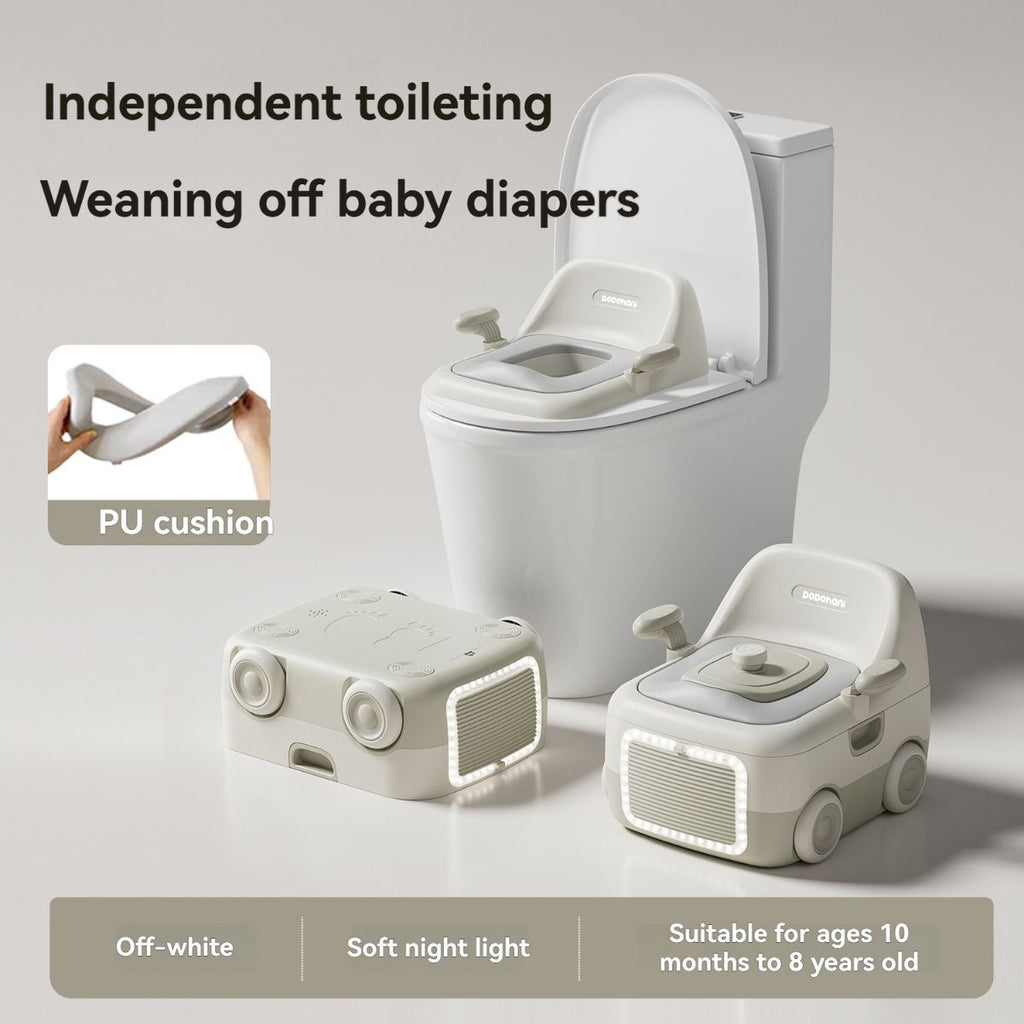 baby portable toilet, potty training, weaning off diapers, soft PU cushion, night-light, bathroom accessories, Australian market, toddler toilet seat - Misty Milk Green - Size Three