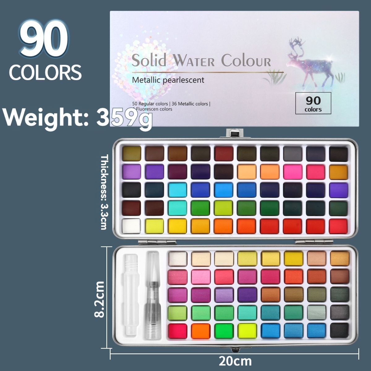 solid water colour paint set, watercolour painting supplies, art supplies, multiple colour options, painting set, Australian artist supplies, watercolour kit, hobby paints - Multi-color - Size 128Color