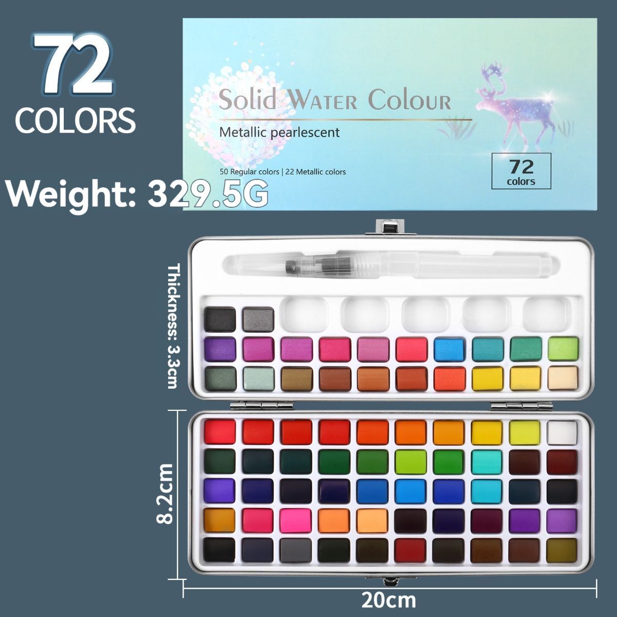 solid water colour paint set, watercolour painting supplies, art supplies, multiple colour options, painting set, Australian artist supplies, watercolour kit, hobby paints - Multi-color - Size 90Color