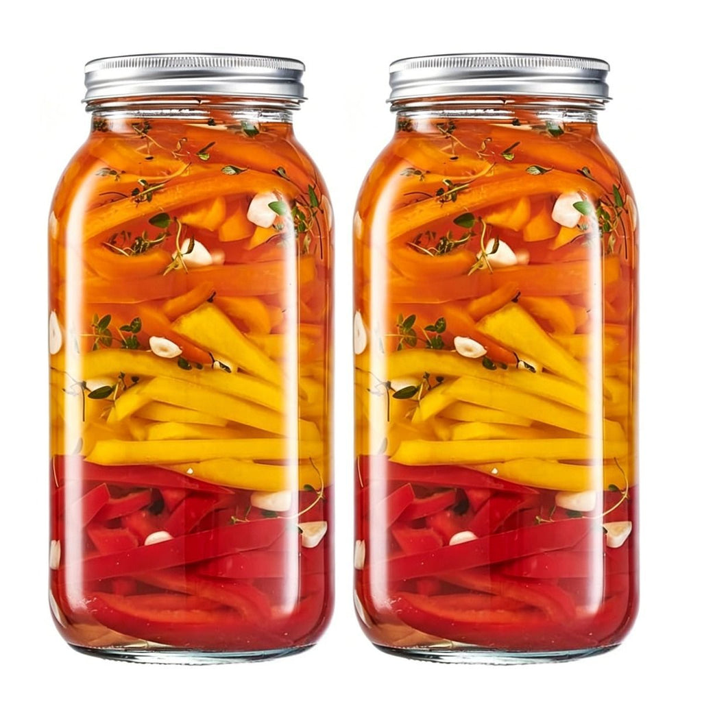 large capacity food storage jar, food-grade glass jar, airtight storage jar, pickle jar, grain storage, snack storage, tea storage, pantry organisation, Australian kitchen - Clear - Size 32oz-2pcs