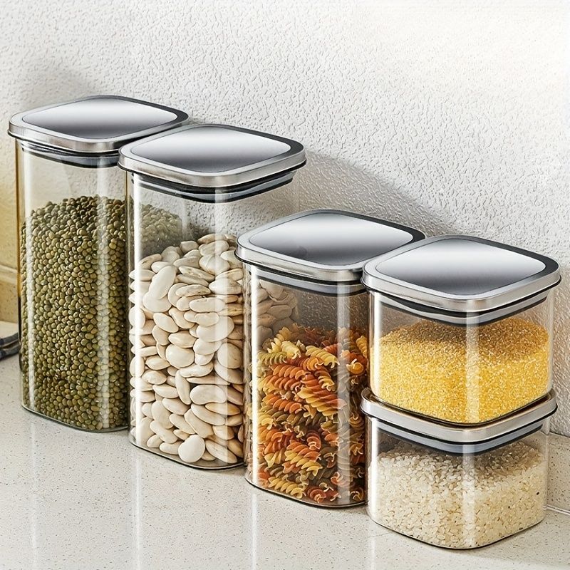 airtight storage jars, coffee bean jars, stainless steel lid, glass jars with lids, square canisters, pantry organisation, kitchen storage Australia - Clear - Size 2pcs-450ml
