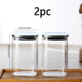 airtight storage jars, coffee bean jars, stainless steel lid, glass jars with lids, square canisters, pantry organisation, kitchen storage Australia - Clear - Size 2pcs-560ml