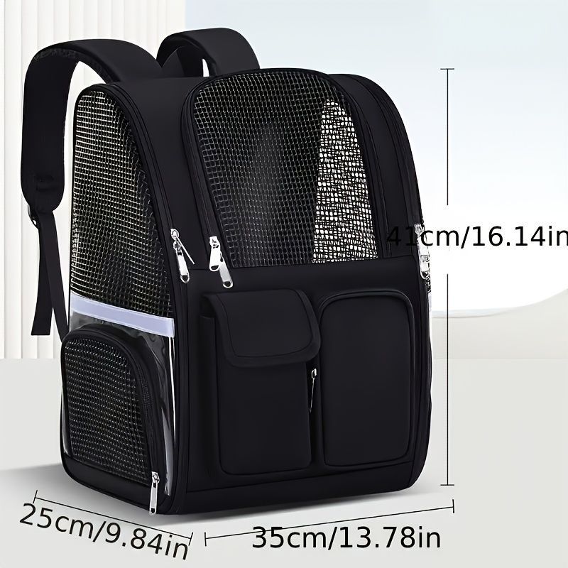 Dog Carrier Backpack Pet Transport Bag Travel Accessory For Dogs Dog Supplies - Black - Size routine