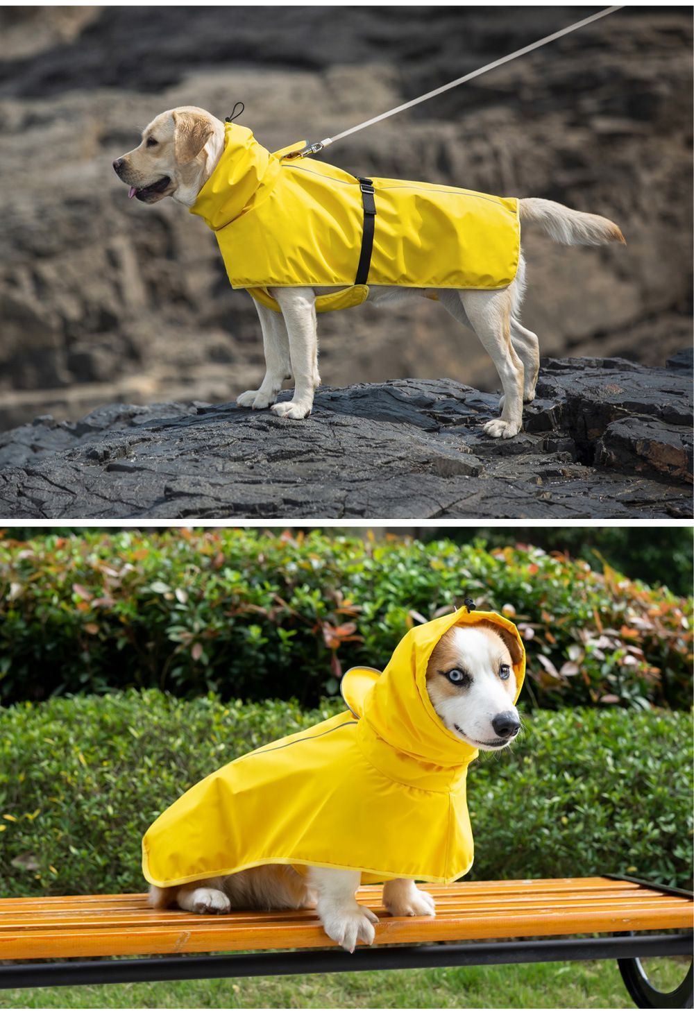 Waterproof Dog Poncho Reflective Dog Cape Dog Rainwear Pet Waterproof Clothing - Beige - Size 5XL-19-23kg