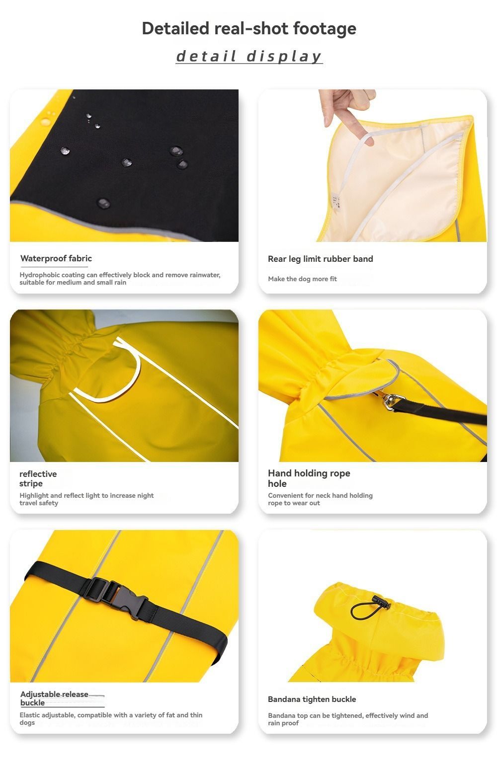 Waterproof Dog Poncho Reflective Dog Cape Dog Rainwear Pet Waterproof Clothing - Beige - Size XL-6-8kg
