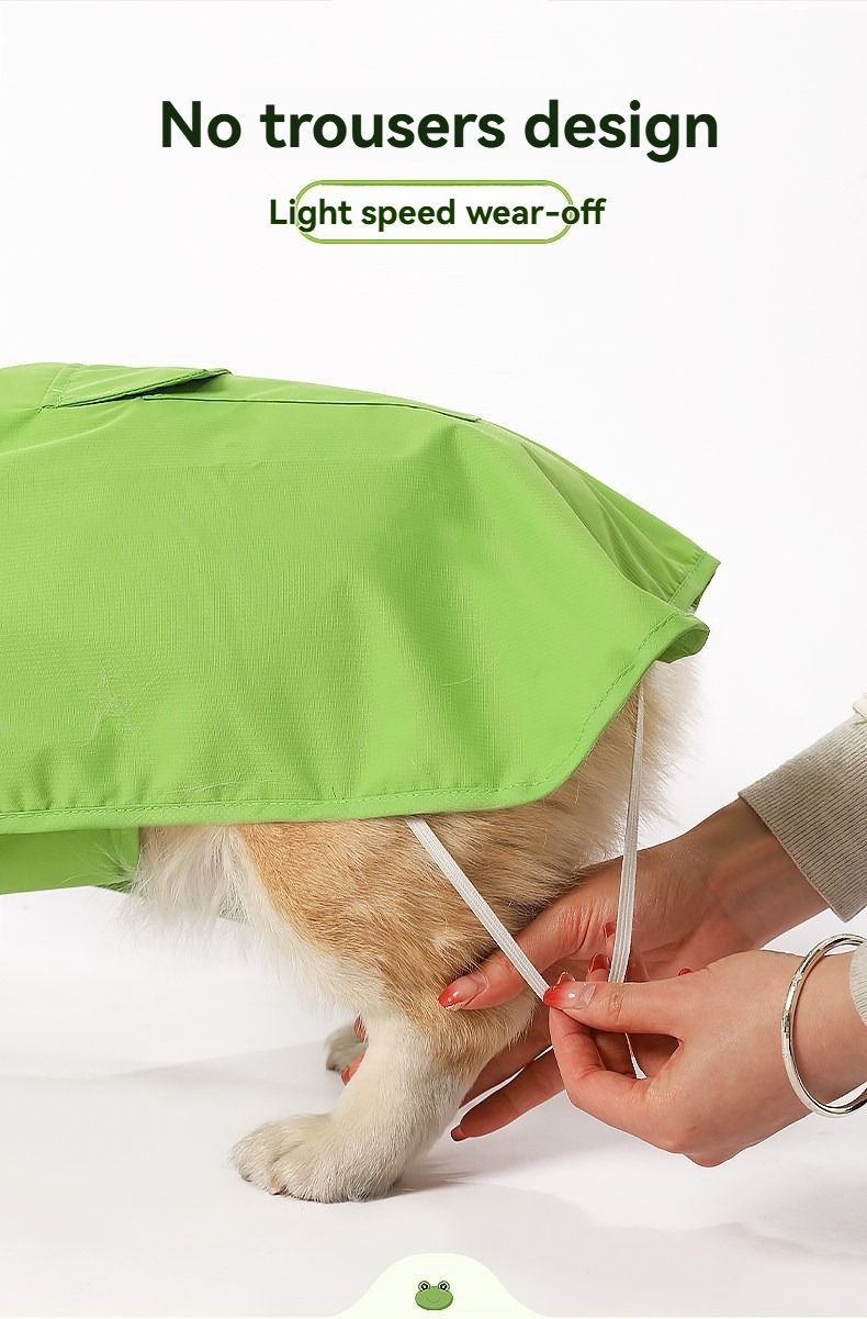 Dog Raincoat Shiba Inu Raincoat Corgi Raincoat Frog-Themed Dog Clothing - Green - Size S-7.5-12kg