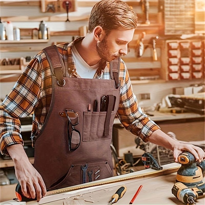 Waterproof Apron Utility Apron Work Apron Industrial Apron Tool Storage Apron - Black - Size regular