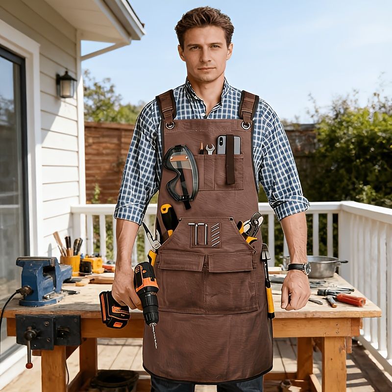 Waterproof Apron Utility Apron Work Apron Industrial Apron Tool Storage Apron - Gray - Size regular