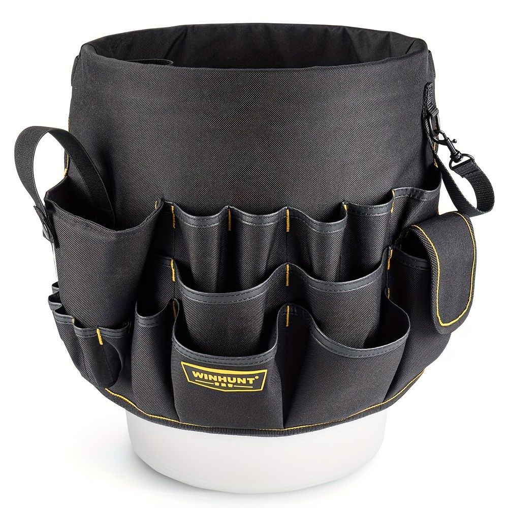 Black bucket tool organizer, tool storage, heavy duty tool organizer, multiple tool pockets, DIY tool storage, professional tool organizer, Australian tool storage