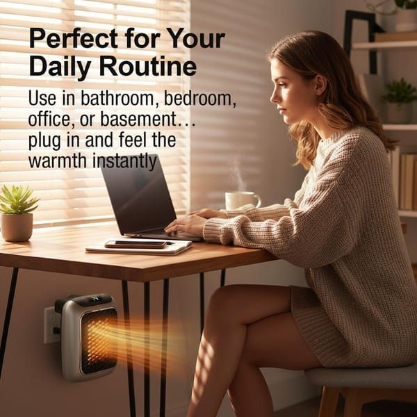 Wall Mounted Mini Electric Fan Heater Fast Heating Home Office AU Plug Blue